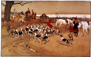 Scène de chasse : tir. Gravure de Cecil Aldin (1870 - ?), Angleterre. Collection privée - Cecil Charles Windsor Aldin