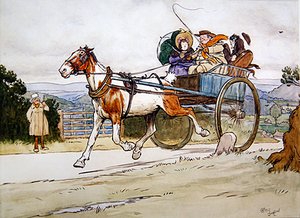 Je conduisais le vieux piebald, illustration pour Les Papiers de Pickwick de Charles Dickens - Cecil Charles Windsor Aldin