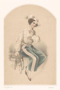 Jeune femme assise sur une balustrade - Celestin Deshayes