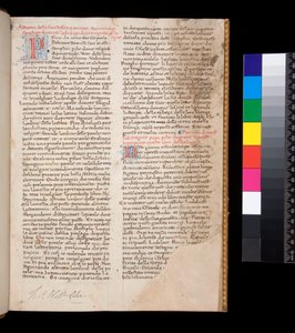 Ms 148. Grégoire le Grand, Dialogues en traduction italienne par Domenico Cavalca, f.1r Lettres décorées [P] et [D] en rouge avec décoration au trait en bleu - Central Italian School