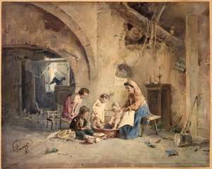 Le Bain, 19ème siècle - Cesare Provaggi
