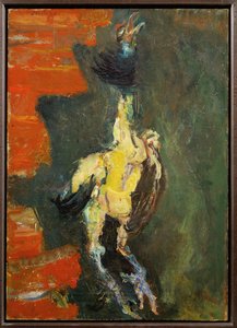 Poulet suspendu devant un mur de briques, vers 1924 (peinture sur toile)