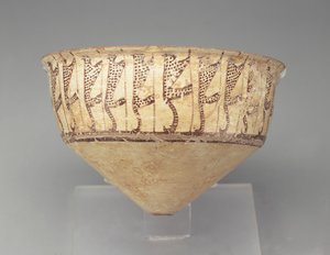 Bol conique avec un motif de léopard, 3500-3000 av. J.-C. - Chalcolithic