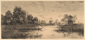 Soirée sur une Rivière avec un Batelier - Charles A. Walker