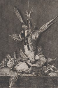 Trophée de chasse avec oiseaux de gibier et artichaut - Charles Alphonse Deblois