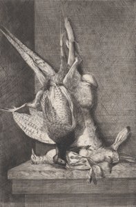 Trophée de chasse avec oiseaux de gibier et lapin, 1850-1900 - Charles Alphonse Deblois