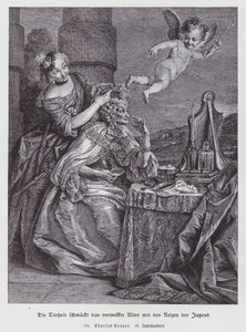 La folie embellit la vieillesse flétrie avec les ornements de la jeunesse - Charles Antoine (after) Coypel