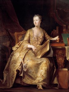 Portrait de Jeanne Antoinette Poisson, Madame de Pompadour (connue sous le nom de Marquise de Pompadour) (1722-1764) tenant une partition de musique