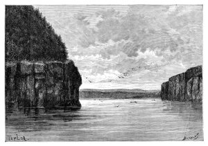 La rivière Angara, en dessous des rapides de Padunskiy, Sibérie, Russie, 1895