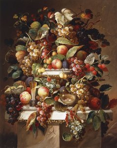 Nature morte avec raisins et pêches