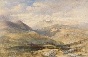 Paysage des Highlands avec personnages
