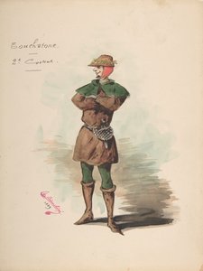 Conception de costume pour Touchstone [a], feuille descriptive du costume et des accessoires