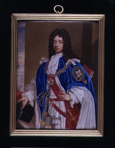 Portrait miniature de John Manners, 2e duc de Rutland (1676-1721) en robes de la Jarretière, vers 1715