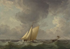 Un cotre dans une forte brise - Charles Brooking