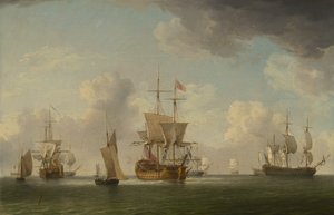 Navires anglais sous voile par une brise très légère - Charles Brooking
