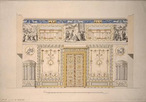 Conception pour le salon jaune du hall de Lyon dans le Grand Palais de Tsarskoïe Selo, début des années 1780
