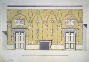 Conception de la salle à manger verte du Grand Palais à Tsarskoïe Selo, début des années 1780