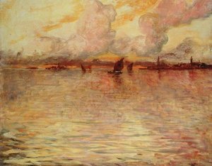 Paysage marin avec vue lointaine de Venise