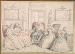 Trissotin lisant à Philaminte, Bélise et Armande (acte 3, scène 2 de "Les Femmes Savantes" de Molière)