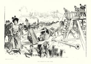 Les rues de New York (lithographie) - Charles Dana Gibson