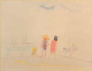 Deux Femmes et Enfant sur la Plage