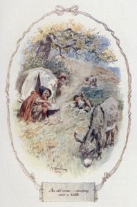 Une vieille sorcière se penchant sur une bouilloire - Charles Edmund Brock