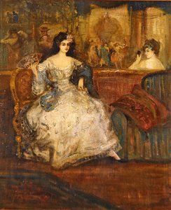 Femme dans une loge au théâtre