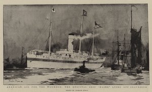 Aide américaine pour les blessés, le navire-hôpital Maine au large de Gravesend - Charles Edward Dixon
