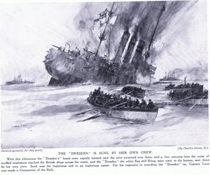 Le Dresden est coulé par son propre équipage, mars 1915 - Charles Edward Dixon