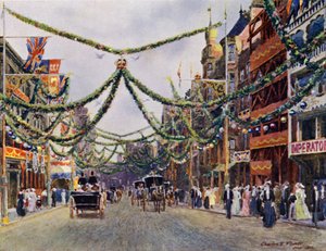Rue St James, décorée pour le 26 juin 1902 - Charles Edwin Flower