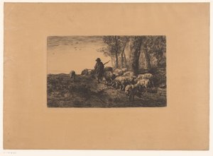 Berger avec un groupe de cochons