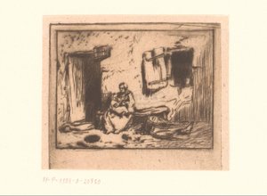 Femme avec enfant sur un banc contre une façade