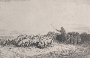 Un troupeau de cochons - Charles Emile Jacque