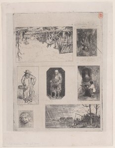 Paysage de ferme a, Paysan assis b, Mendiant c, Petit mendiant d, Petit mendiant e