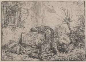 Cour de ferme, vers 1845