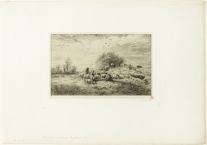Paysage avec troupeau de cochons