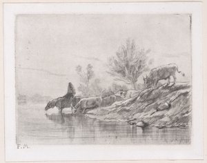 Paysage avec du bétail - Charles Emile Jacque