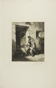 Sortir les Moutons - Charles Emile Jacque