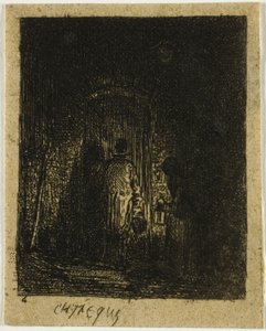 Homme et femme avec lanternes