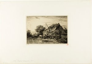 Maison paysanne avec étang - Charles Emile Jacque