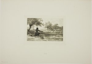 Pêche à la ligne - Charles Emile Jacque