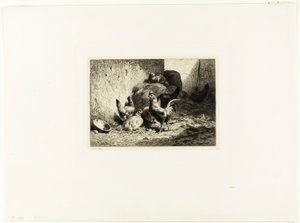 Coq et poules - Charles Emile Jacque