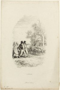 La Charrette à bœufs, Illustration des Fables de Lachambaudie - Charles Emile Jacque