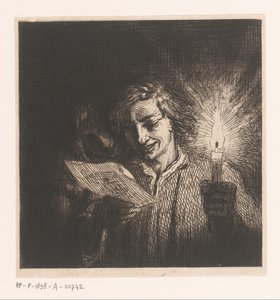 Deux figures lisant une lettre à la lumière d
