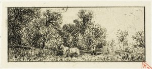 Deux chevaux dans un bois - Charles Emile Jacque