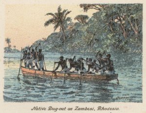 Afrique du Sud : Pirogue indigène sur le Zambèze, Rhodésie