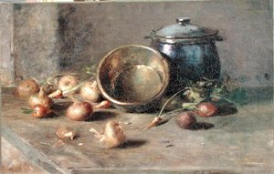 Nature morte (Cruche, Bouilloire et Oignons)