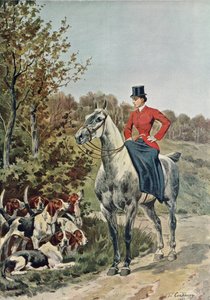 Cavalière avec des chiens, de 