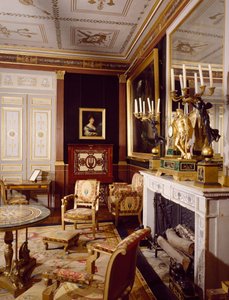 Le salon des visiteurs et portrait de la reine Hortense à gauche, Château de Malmaison à Rueil-Malmaison