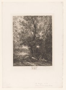 Forêt avec des bergers se reposant - Charles Francois Daubigny